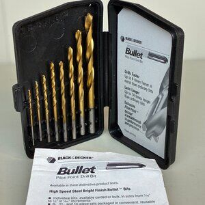 Black & Decker BULLET 8 Piece Pilot Point Drill Bit Set 1/16 - 1/4 + CASE M/Bk
